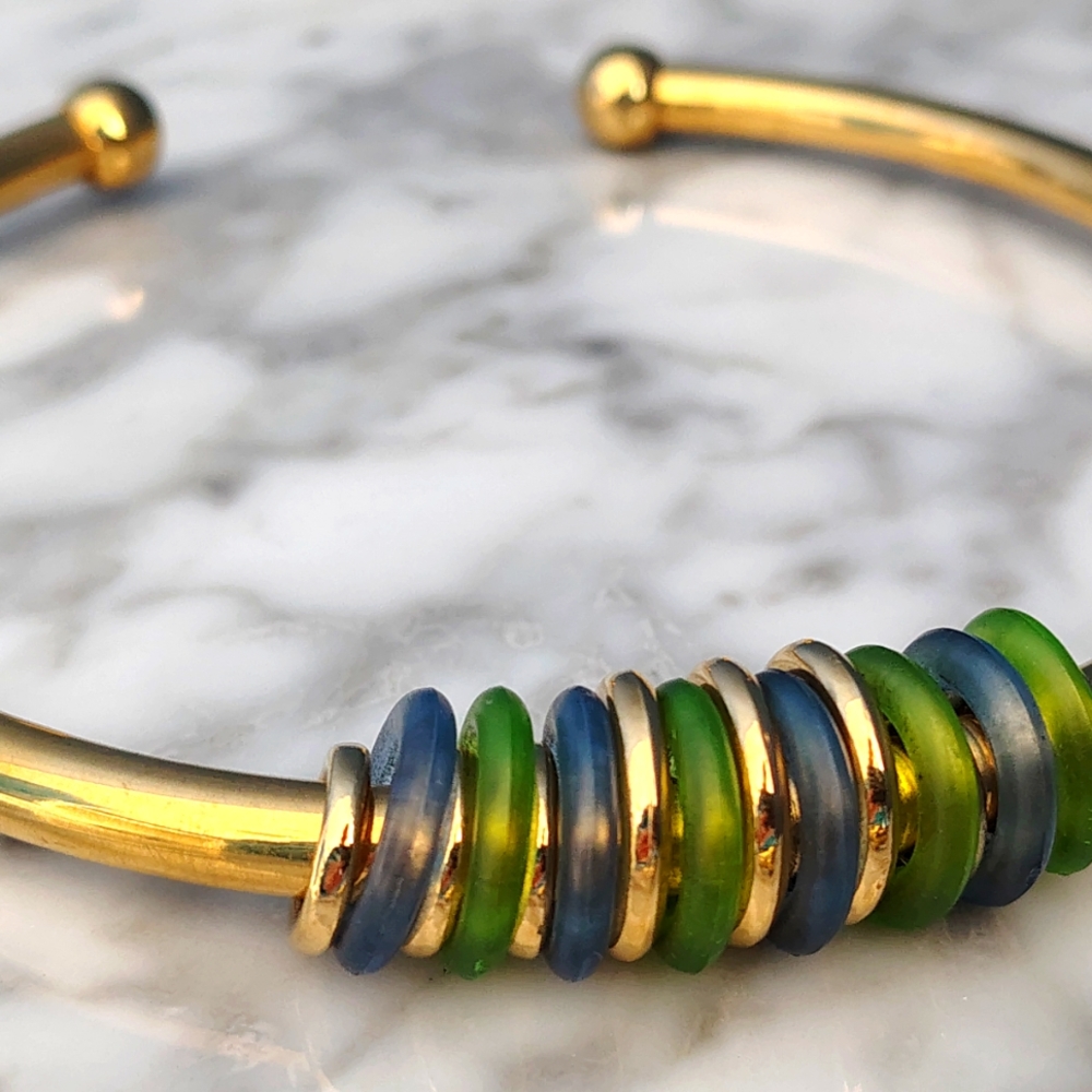 RARE! Givenchy Necklace Bracelet Set with Blue & Green Lucite - Picture 2 of 5